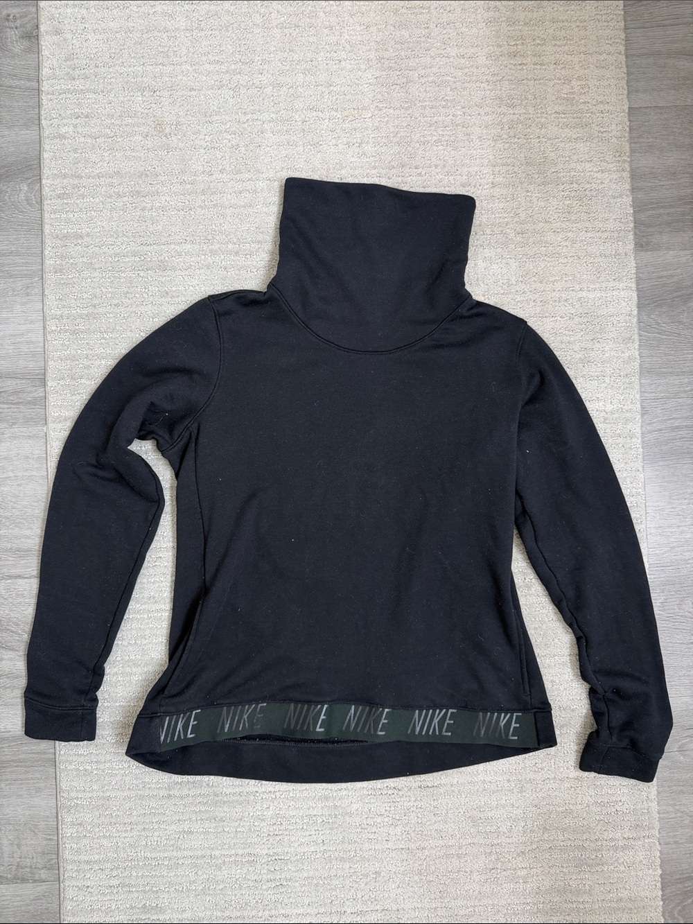 Nike Black Funnel Neck Pullover with Branded Hem Tape